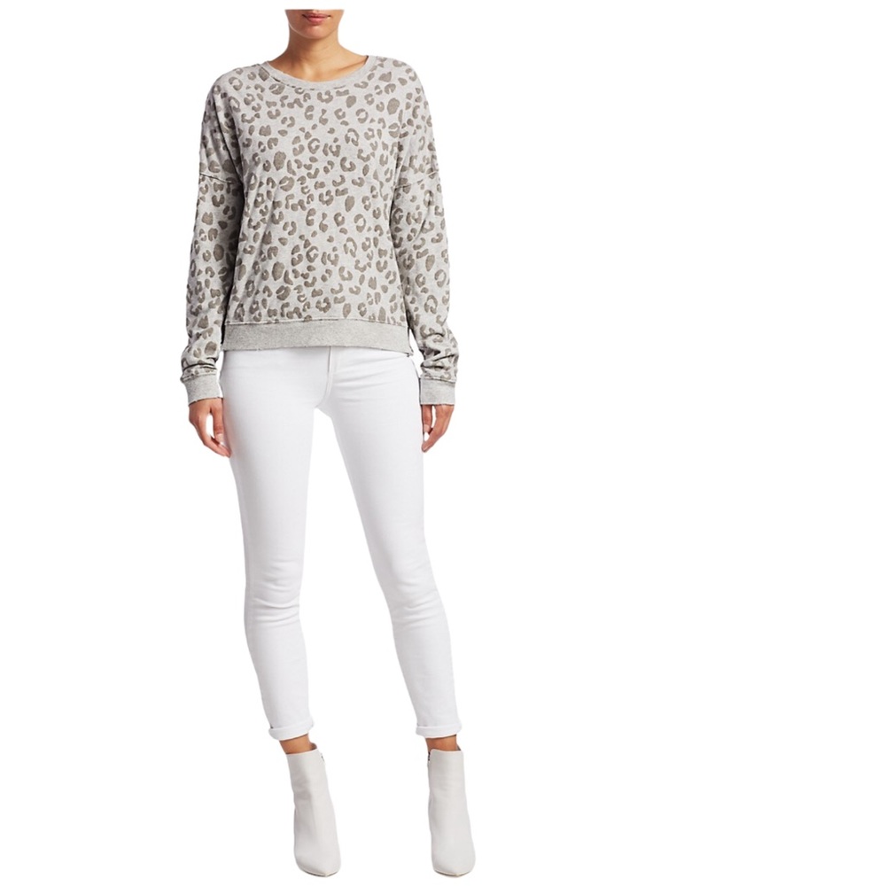 Rails Marlo Flocked Leopard Print Sweatshirt Grey… - image 1